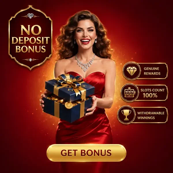 Femme élégante présentant un cadeau de bonus sans dépôt au Casino Infinity dans un cadre luxueux