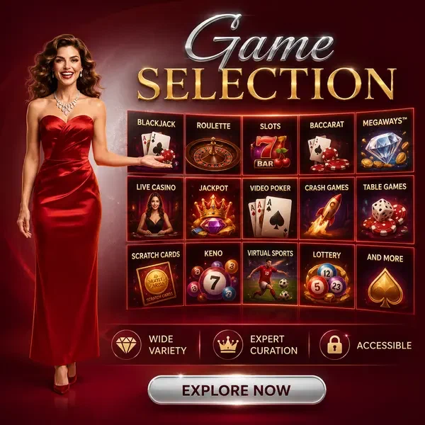 Conservateur élégant présentant la sélection de jeux au mur mosaïque Infinity Casino Games