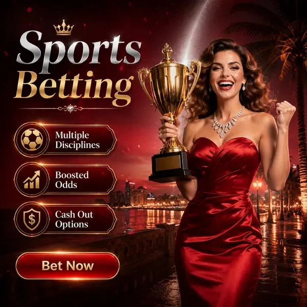 Champion célébrant la victoire des paris sportifs avec trophée doré à l'arène Infinity Sports Betting
